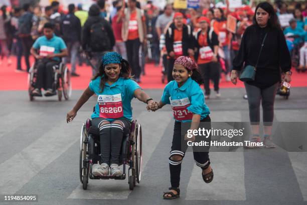 Participants during the 17th edition of Tata Mumbai Marathon, on January 19, 2020 in Mumbai, India.