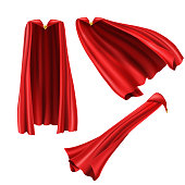 Red superhero cape, cloak with golden pin