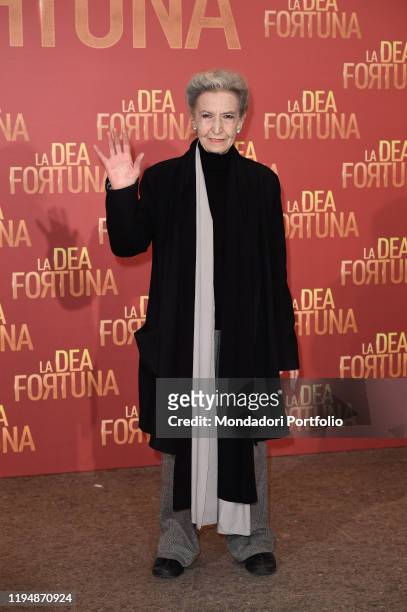 Italian journalist and columnist Barbara Alberti during the photocall for the presentation of the film La Dea Fortuna. Rome , December 17th, 2019
