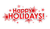 HAPPY HOLIDAYS red vector typography banner