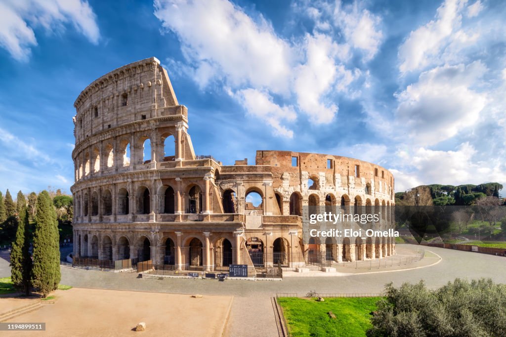 Colosseum in Rome without people in the morning, italy