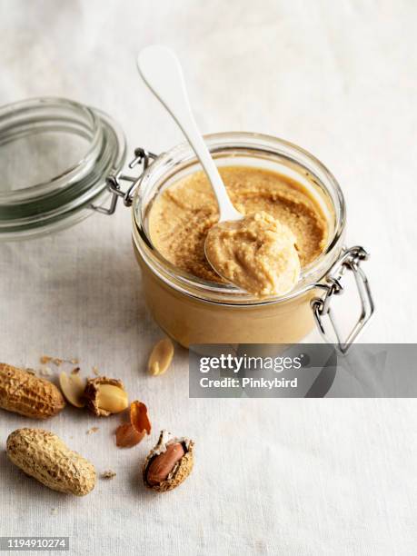 peanut butter,peanut,jar of peanut butter - nut butter stock pictures, royalty-free photos & images