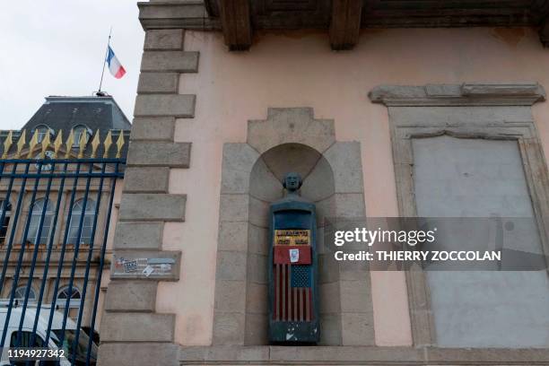 This picture taken on January 2020 shows the right wing of the prefecture of Le Puy-en-Velay which was restaured after a fire allegedly caused by...