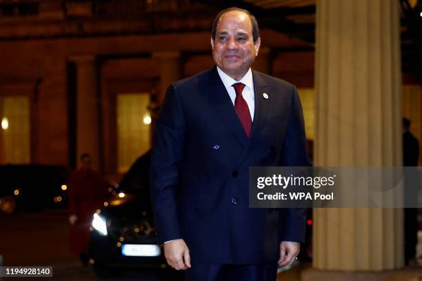 President of Egypt Abdel Fattah al-Sisi arrives as Prince William, Duke of Cambridge and Catherine, Duchess of Cambridge host a reception to mark the...