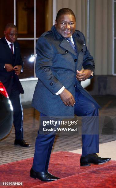 Mozambique's President Filipe Nyusi arrives as Prince William, Duke of Cambridge and Catherine, Duchess of Cambridge host a reception to mark the...