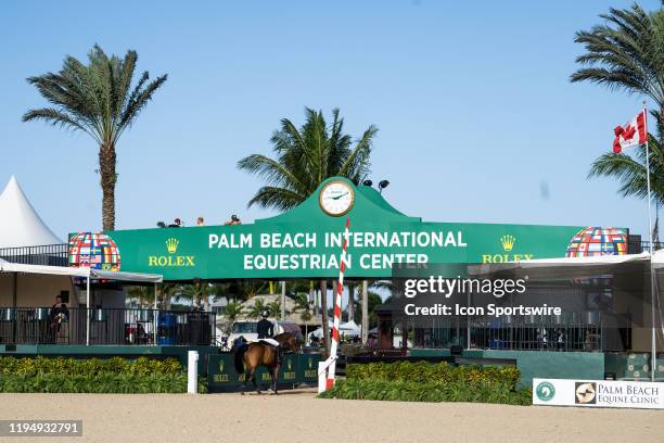 Jennifer Gates comes in first place during the $15,000 High A/O 1.45M Jumper Classic sponsored by Lugano Diamonds at the Winter Equestrian Festival...