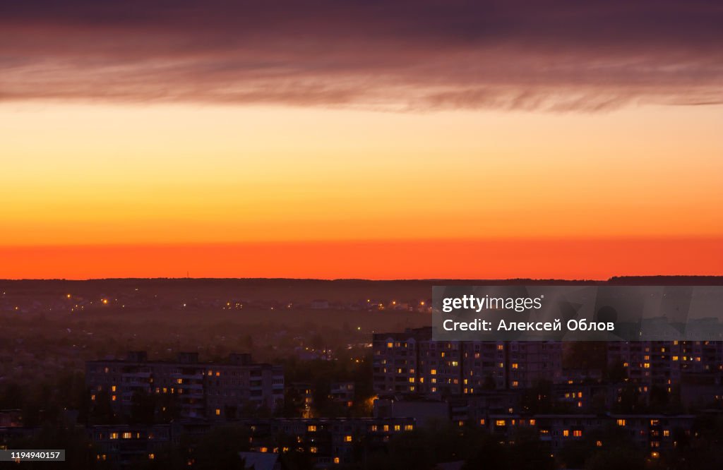 Sunrise over city of Vladimir Russia