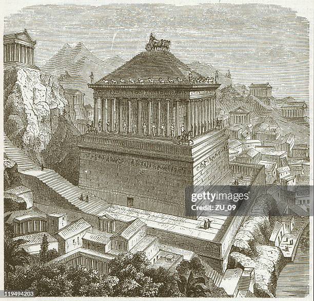 mausoleum von halicarnassus - mausoleum stock-grafiken, -clipart, -cartoons und -symbole