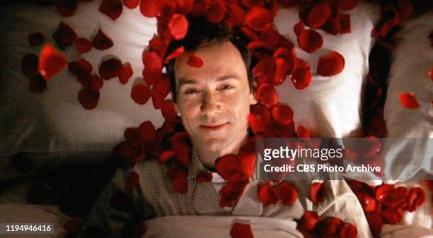 The movie "American Beauty", directed by Sam Mendes and written by Alan Ball. Seen here, Kevin Spacey as Lester Burnham fantasizing about Angela...
