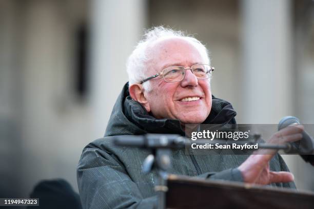 Democratic presidential candidate, Sen. Bernie Sanders addresses the crowd during King Day at the Dome March and Rally on January 20, 2020 in...