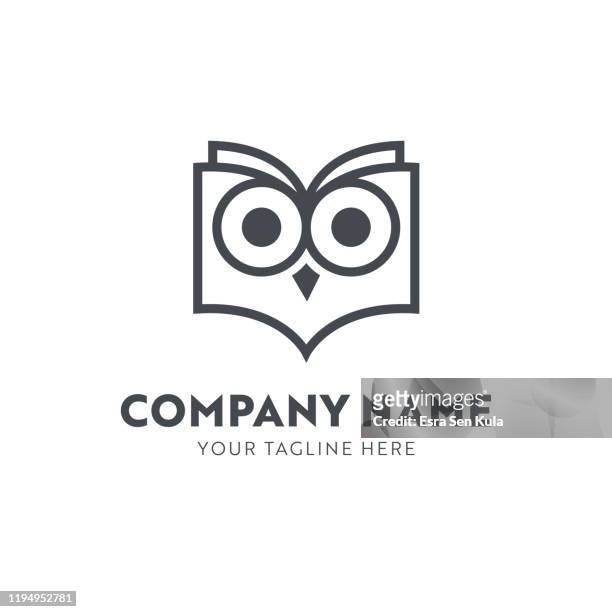 illustrations, cliparts, dessins animés et icônes de hibou dans la forme d'un modèle d'emblème de livre - owl