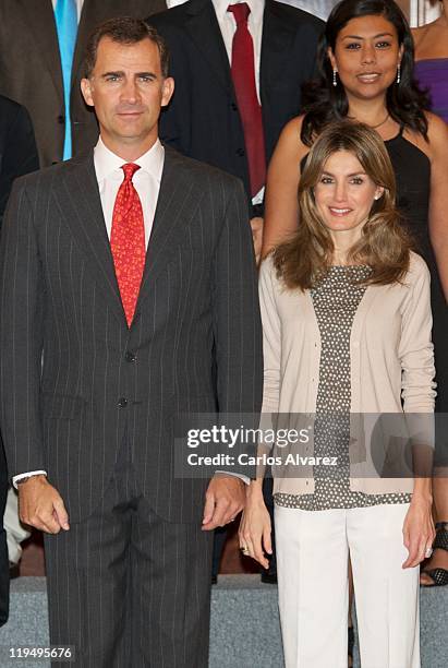 Prince Felipe of Spain and Princess Letizia of Spain attend several audiences at Zarzuela Palace on July 21, 2011 in Madrid, Spain.