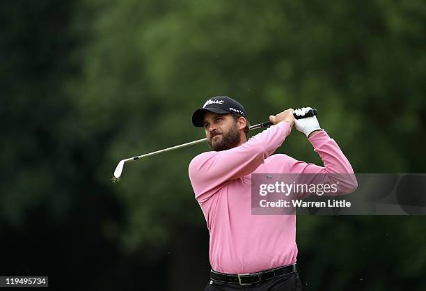 Francois Delamontagne of France in action during the first round of the English Challenge 2011 at The Stoke by Nayland Hotel Golf & Spa on July 21,...