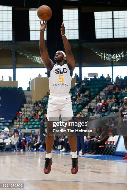 Jarrell Brantley of the Salt Lake City Stars shoots the ball during the first quarter against the Texas Legends on January 20, 2020 at Comerica...