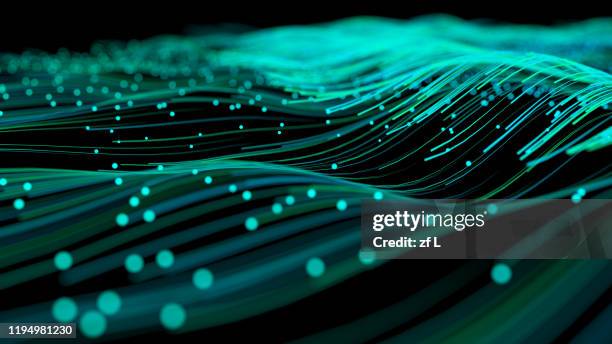 blue particle lines spreading outward - digital news stock-fotos und bilder