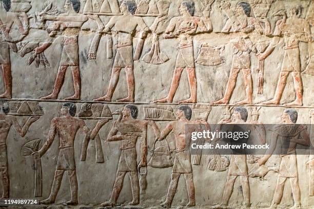 wall decorations at the tomb of mereruka at saqqara - ancient egyptian culture stock pictures, royalty-free photos & images