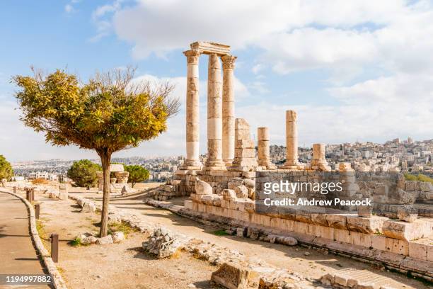 the amman citadel is a historical site at the center of downtown amman - amman stock pictures, royalty-free photos & images