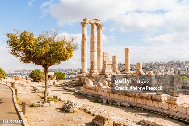 the amman citadel is a historical site at the center of downtown amman - amman imagens e fotografias de stock