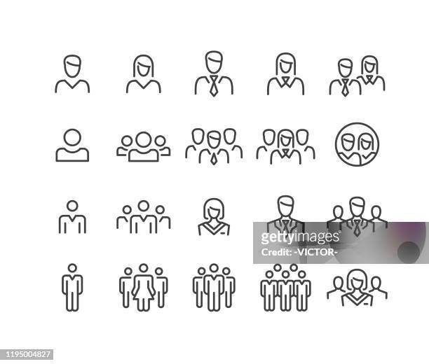 people icons - classic line series - organised group stock illustrations