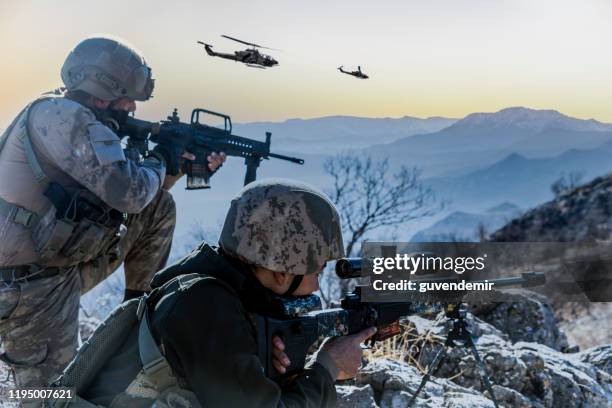 military operation at sunrise - turkish army stock pictures, royalty-free photos & images