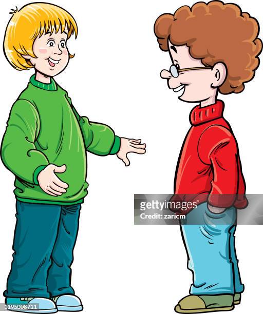 Two Cartoon Boys Talking High-Res Vector Graphic - Getty Images
