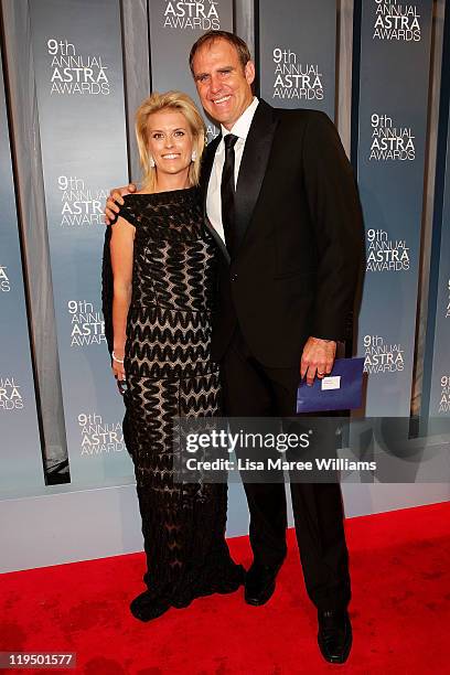 Kellie Hayden and Matthew Hayden arrive at the 9th Annual Astra Awards on July 21, 2011 in Sydney, Australia.