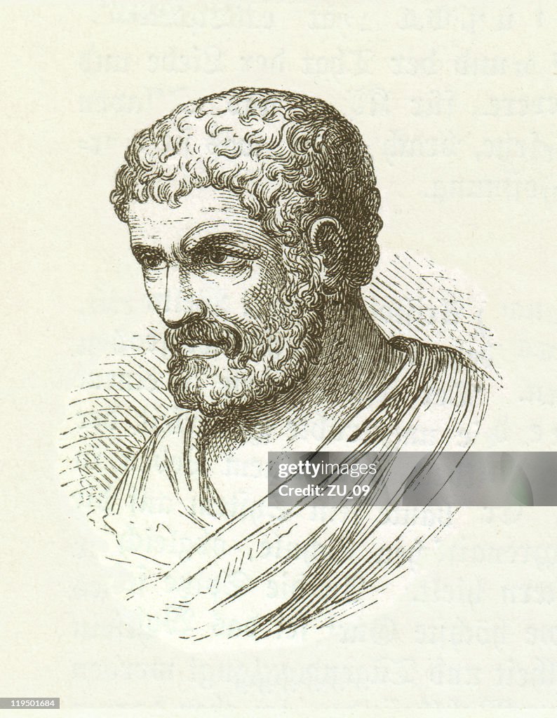 Euclid (c.360-280 BC), Greek mathematician, wood engraving, published in 1882