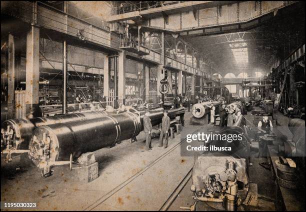 antique london's photographs: royal gun factory, woolwich arsenal - car plant stock illustrations