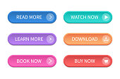 Set of modern buttons for web site and ui. Vector icon.