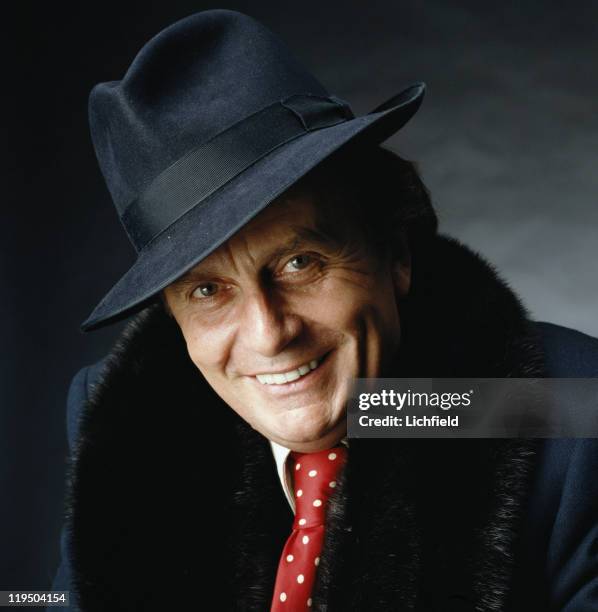 Barry Humphries, Australian comedian, satirist, artist, author and character actor, , 30th July 1987.