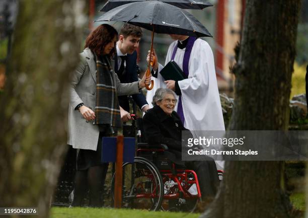 The grandmother of Saskia Jones arrives for a memorial service to celebrate her life at Holy Trinity Church on December 20, 2019 in...