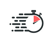 Fast stopwatch icon. Service delivery logo.