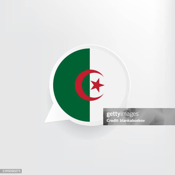 bildbanksillustrationer, clip art samt tecknat material och ikoner med algeriet sjunker pratbubbla - algeriska flaggan