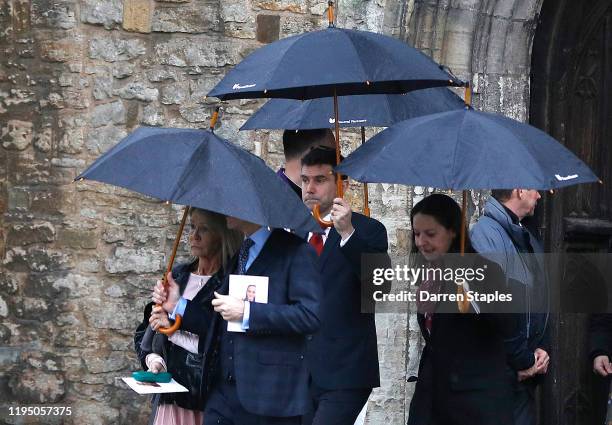 Michelle Jones the mother of Saskia Jones leaves after a memorial service to celebrate the life of her daughter at Holy Trinity Church on December...