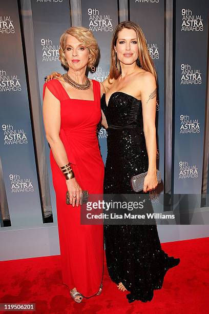 Helen Dalley and Tara Moss arrive at the 9th Annual Astra Awards on July 21, 2011 in Sydney, Australia.