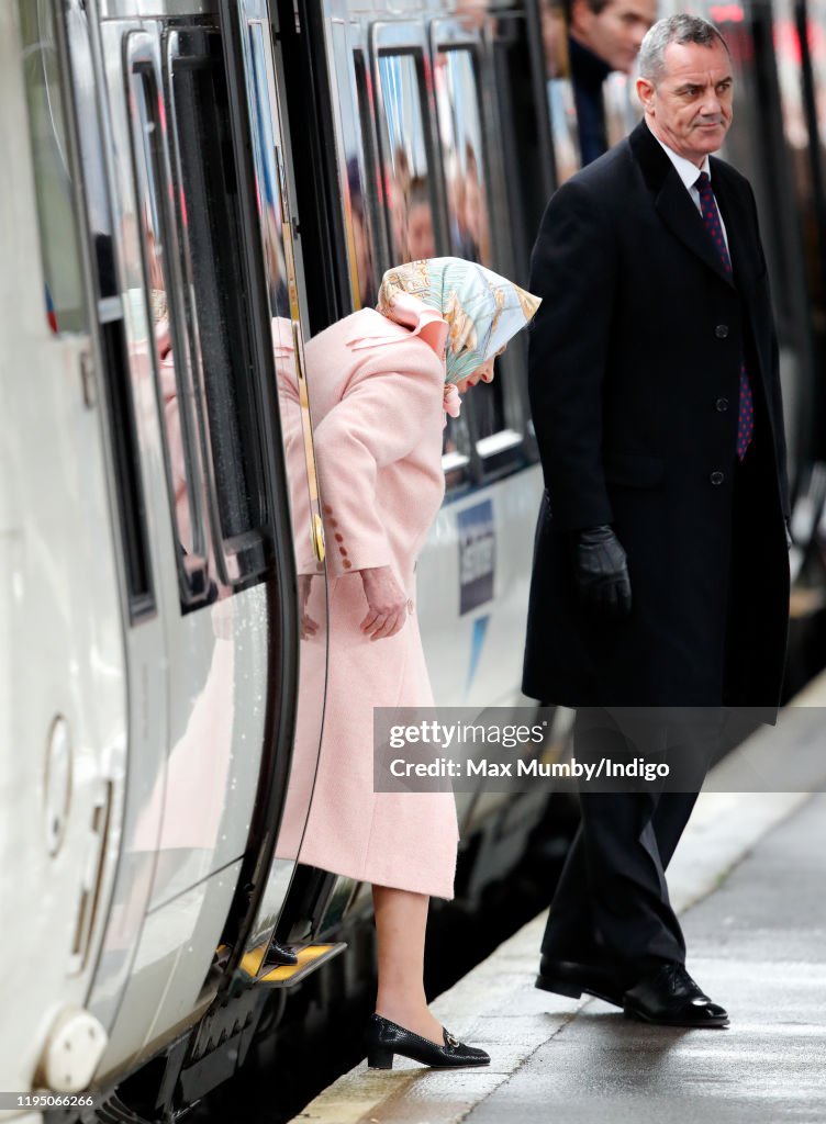 The Queen Arrives At Kings Lynn Station For Her Christmas Break At Sandringham