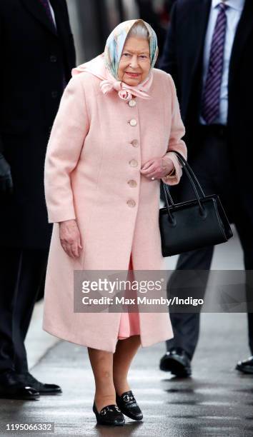 Queen Elizabeth II arrives at King's Lynn railway station, after taking the train from London King's Cross, to begin her Christmas break at...