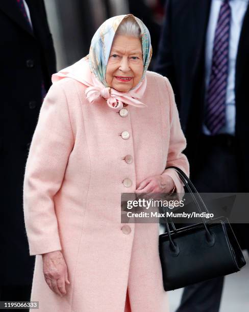 Queen Elizabeth II arrives at King's Lynn railway station, after taking the train from London King's Cross, to begin her Christmas break at...