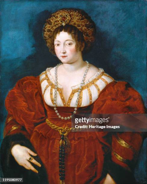 Portrait of Isabella d'Este in Red. After Titian, c. 1605. Found in the Collection of Art History Museum, Vienne. Artist Rubens, Pieter Paul .