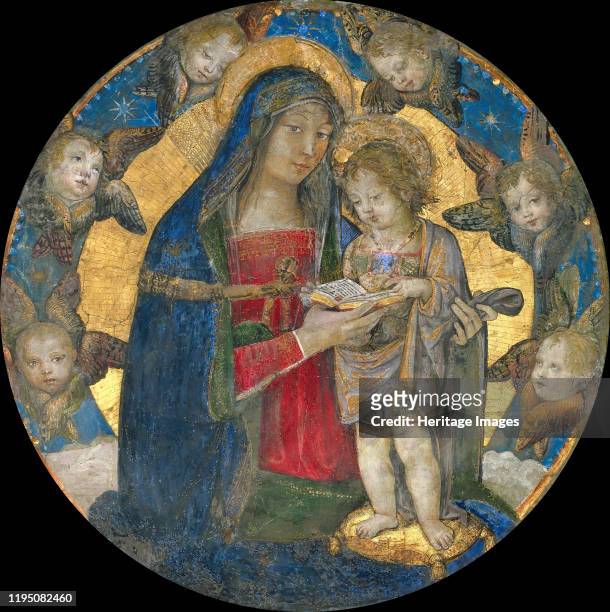 Madonna and Child with Cherubim, 1492-1495. Found in the Collection of Appartamenti Borgia, Vatican. Artist Pinturicchio, Bernardino .
