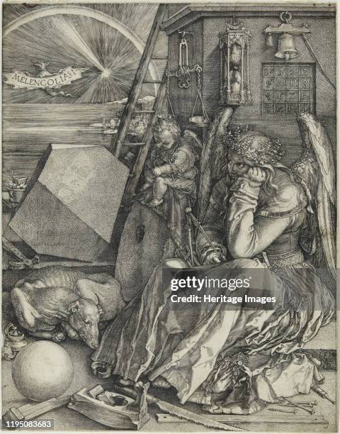 Melencolia I, 1514. Found in the Collection of Musei Civici, Pavia. Artist Dürer, Albrecht .