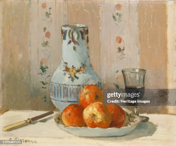 Still Life with Apples and Pitcher, 1872. Artist Camille Pissarro.