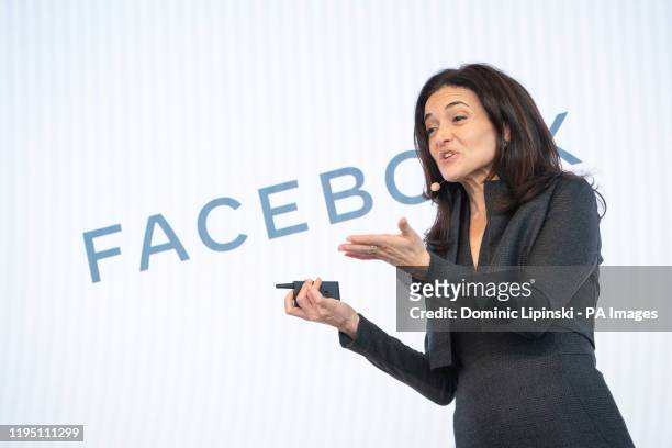 Facebook's Chief Operating Officer Sheryl Sandberg speaks during a press conference in London to announce the social media company's plans to hire...