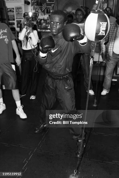 June 6: MANDATORY CREDIT Bill Tompkins/Getty Images Joshua Clottey works out and speaks to the Media prior to his Welterweight fight against Miguel...