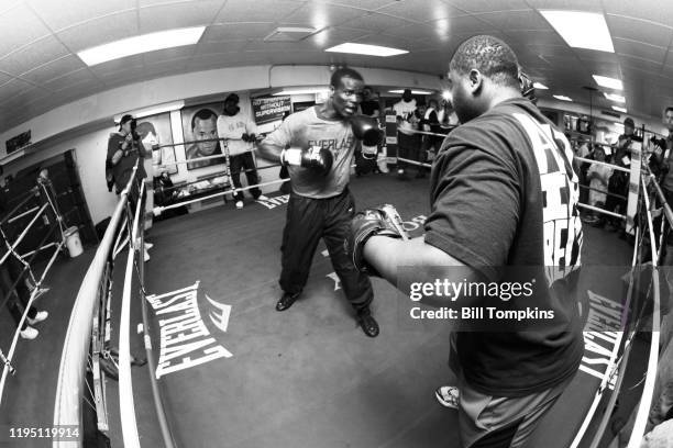 June 6: MANDATORY CREDIT Bill Tompkins/Getty Images Joshua Clottey works out and speaks to the Media prior to his Welterweight fight against Miguel...