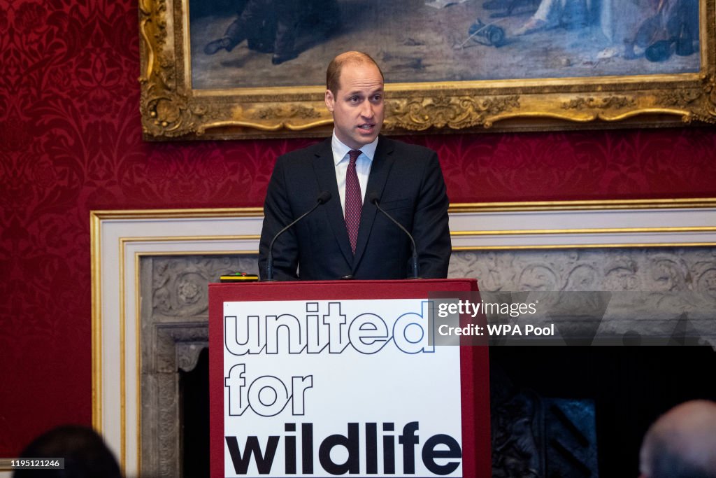 The Duke Of Cambridge Attends A Meeting Of The United For Wildlife Taskforces