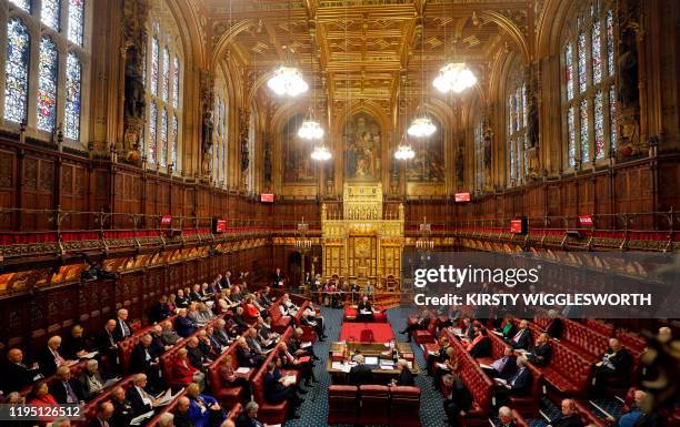 View of the interior of the House of Lords as the European Withdrawal Agreement Bill is debated in London on January 21, 2020. - Britain's House of...