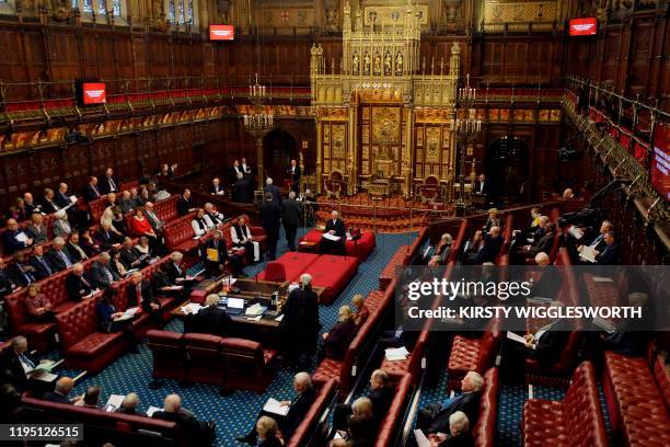 View of the interior of the House of Lords as the European Withdrawal Agreement Bill is debated in London on January 21, 2020. - Britain's House of...