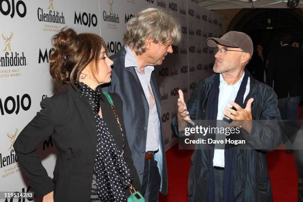 Jeanne Marine, Sir Bob Geldof and Phil Collins attend the Glenfiddich Mojo Honours List 2011 at The Brewery on July 21, 2011 in London, England.