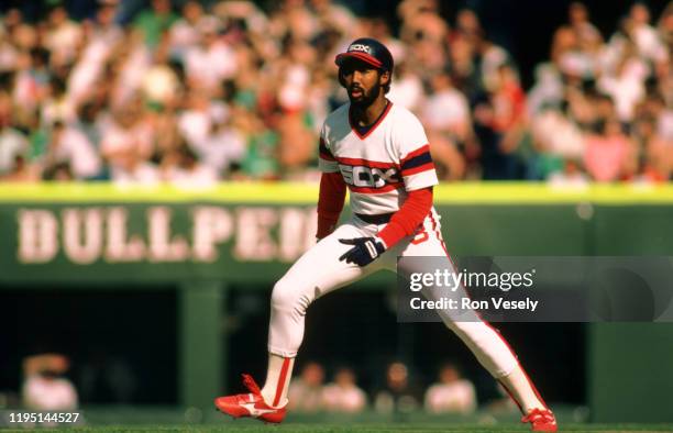 Harold Baines of the Chicago White Sox runs the bases during an MLB game at Comiskey Park in Chicago, Illinois.